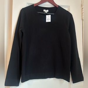 NWT J. Crew Teddie Sweater - black medium cotton/merino blend